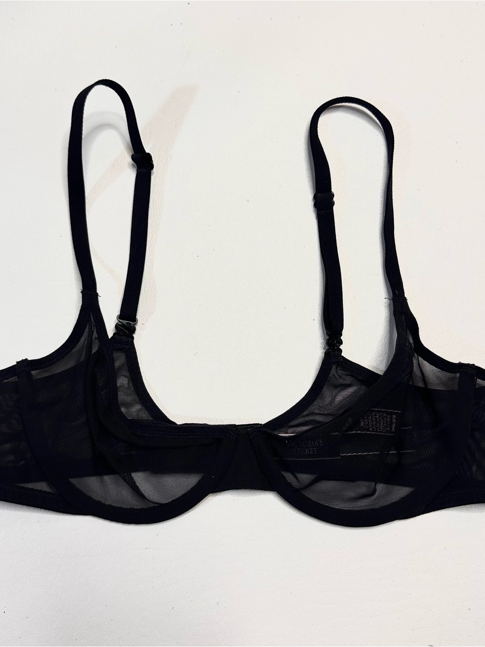 Victoria’s Secret black mesh lingerie bra